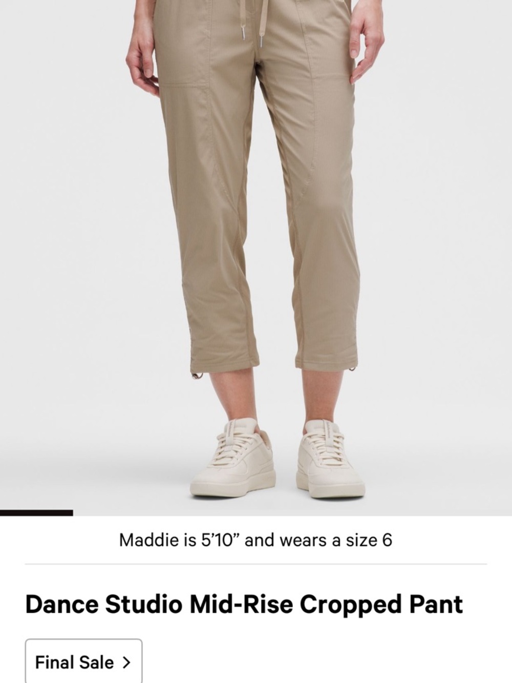 Lululemon Pant  women’s dance studio mid-Rise Cropped pant  in Light tan size 14 - Picture 2 of 16
